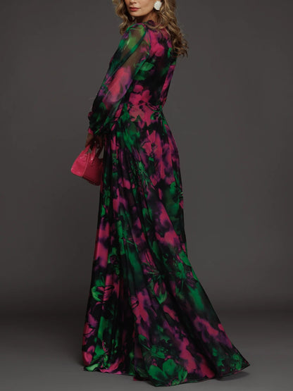 Temperament Floral Elegant Chiffon Ladies Dress