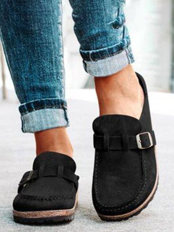 Women's casual suede all-match half-pull bean shoes