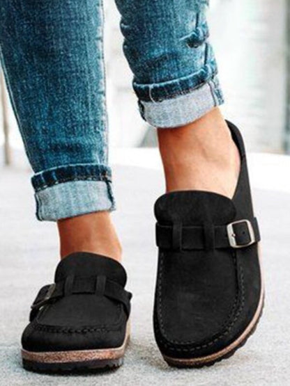 Women's casual suede all-match half-pull bean shoes
