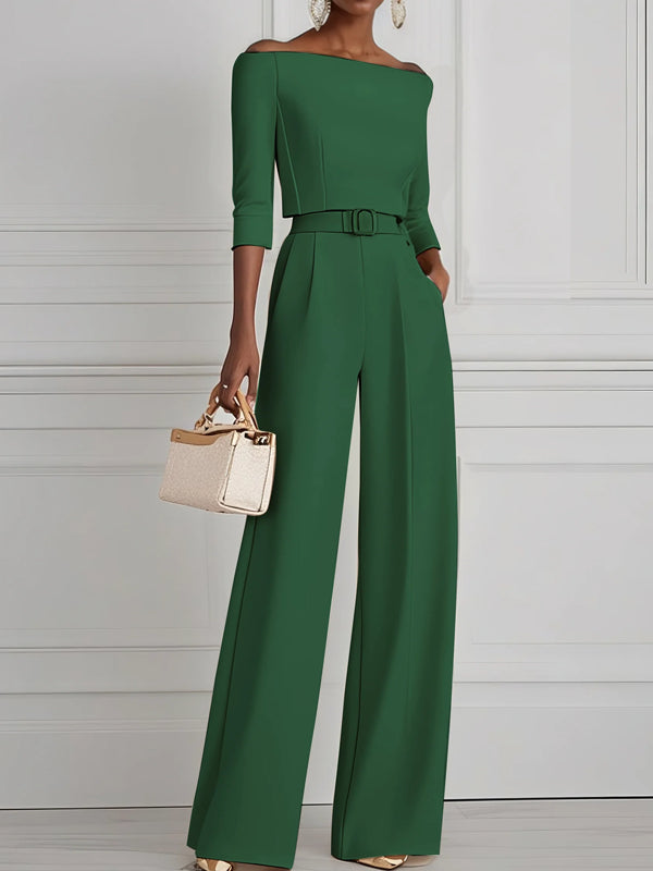 Women White Off The Shoulder Half Sleeve Dressy Jumpsuit