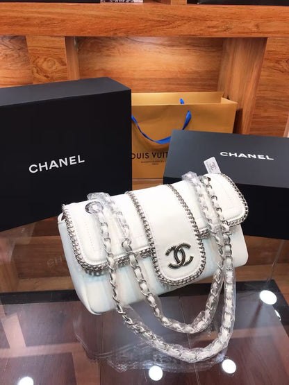 CHANEL Lambskin Mini Madison Flap White
