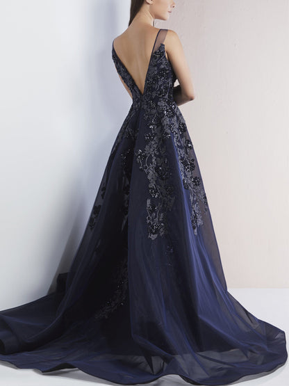 Round Neck Sleeveless Lace Solid Color Maxi Dress