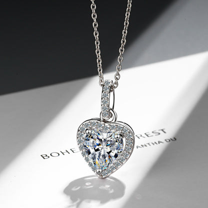 Zircon Necklace Women's Heart Shaped Full Diamond Short Clavicle Chain