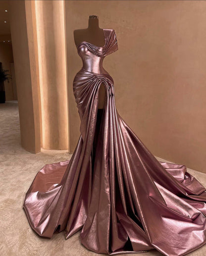 Pink Elegant Long Satin Prom dress Evening Dress Party Dress gh5028