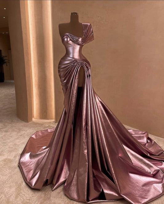 Pink Elegant Long Satin Prom dress Evening Dress Party Dress gh5028
