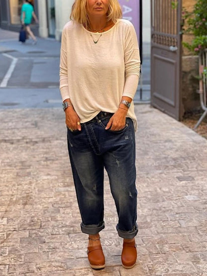 Retro Personality Hole Outdoor Casual Ladies Jeans