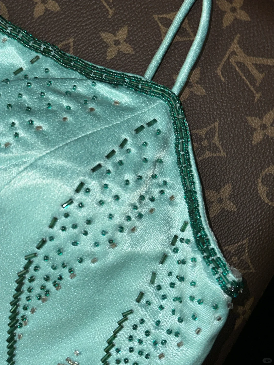 Stunning A Line Spaghetti Strap Beaded Blue Satin Long Prom Dress Party Dress SH3076