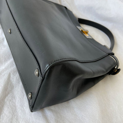 Fendi Black Leather Medium Peekaboo Top Handle Bag