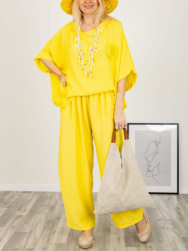 Loose Pullover Cotton and Linen Comfortable Women's Sets