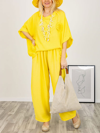 Loose Pullover Cotton and Linen Comfortable Women's Sets