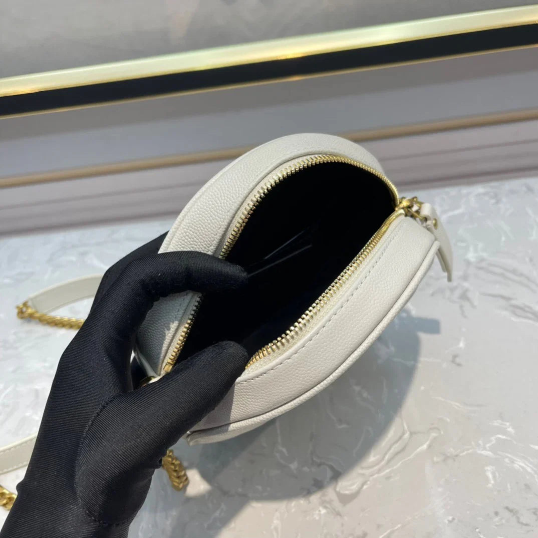 YSL Bolsa transversal Vinyle Redonda White 17 x 17 x 5.5 cm