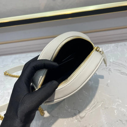 YSL Bolsa transversal Vinyle Redonda White 17 x 17 x 5.5 cm
