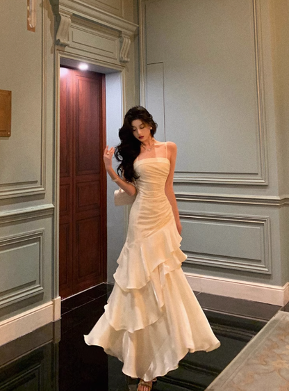 Sexy Mermaid Spaghetti Straps White 21st Birthday Dress Holiday Outfit Birthday Outfits For Women DP0194