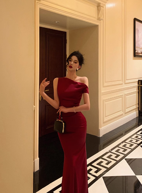 Sexy Mermaid Burgundy 18th Birthday Dress Long Party Birthday Outfits For Women DP0186