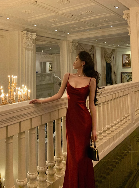 Sexy Mermaid Spaghetti Straps Burgundy 21st Birthday Dress Holiday Outfit Birthday Outfits For Women DP0193