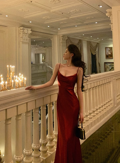 Sexy Mermaid Spaghetti Straps Burgundy 21st Birthday Dress Holiday Outfit Birthday Outfits For Women DP0193