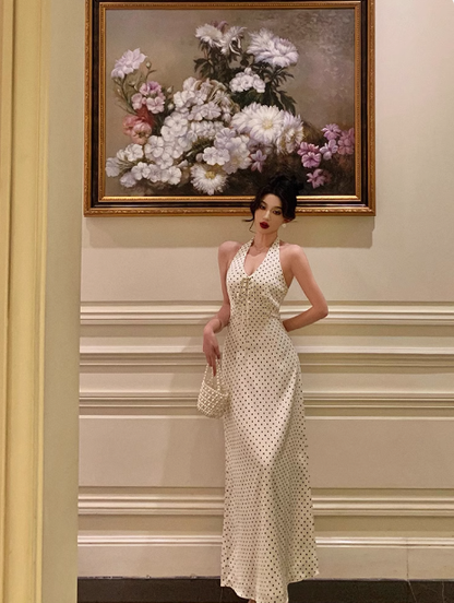 Pretty Sheath Halter Black Polka Dots 21st Birthday Dress Party Outfits Birthday Outfits For Women DP0190