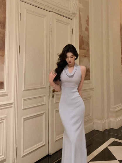 Vintage Mermaid Light Blue Chiffon 18th Birthday Dress Party Gown Birthday Outfits For Women DP0197