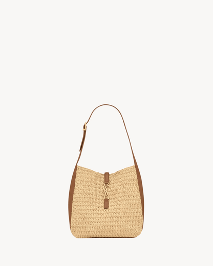 Saint Laurent Le 5 À 7 Supple Small In Raffia And Leather