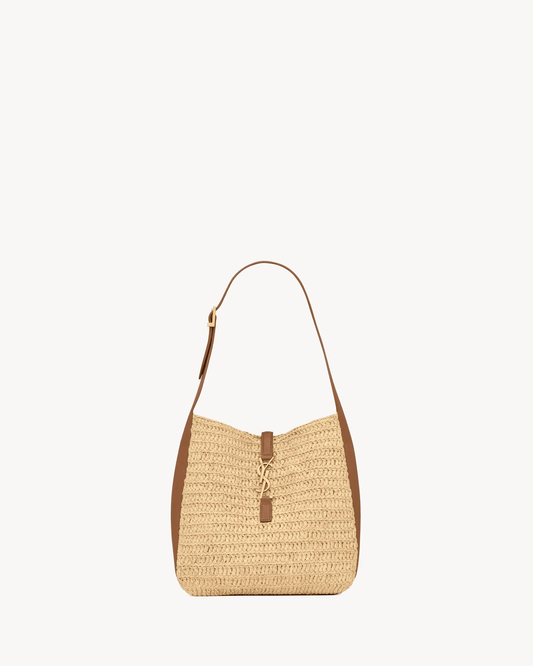 Saint Laurent Le 5 À 7 Supple Small In Raffia And Leather