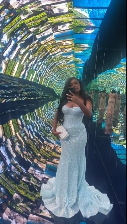 Glitter Light Blue Mermaid Long Prom Dresses Wedding Party Dress