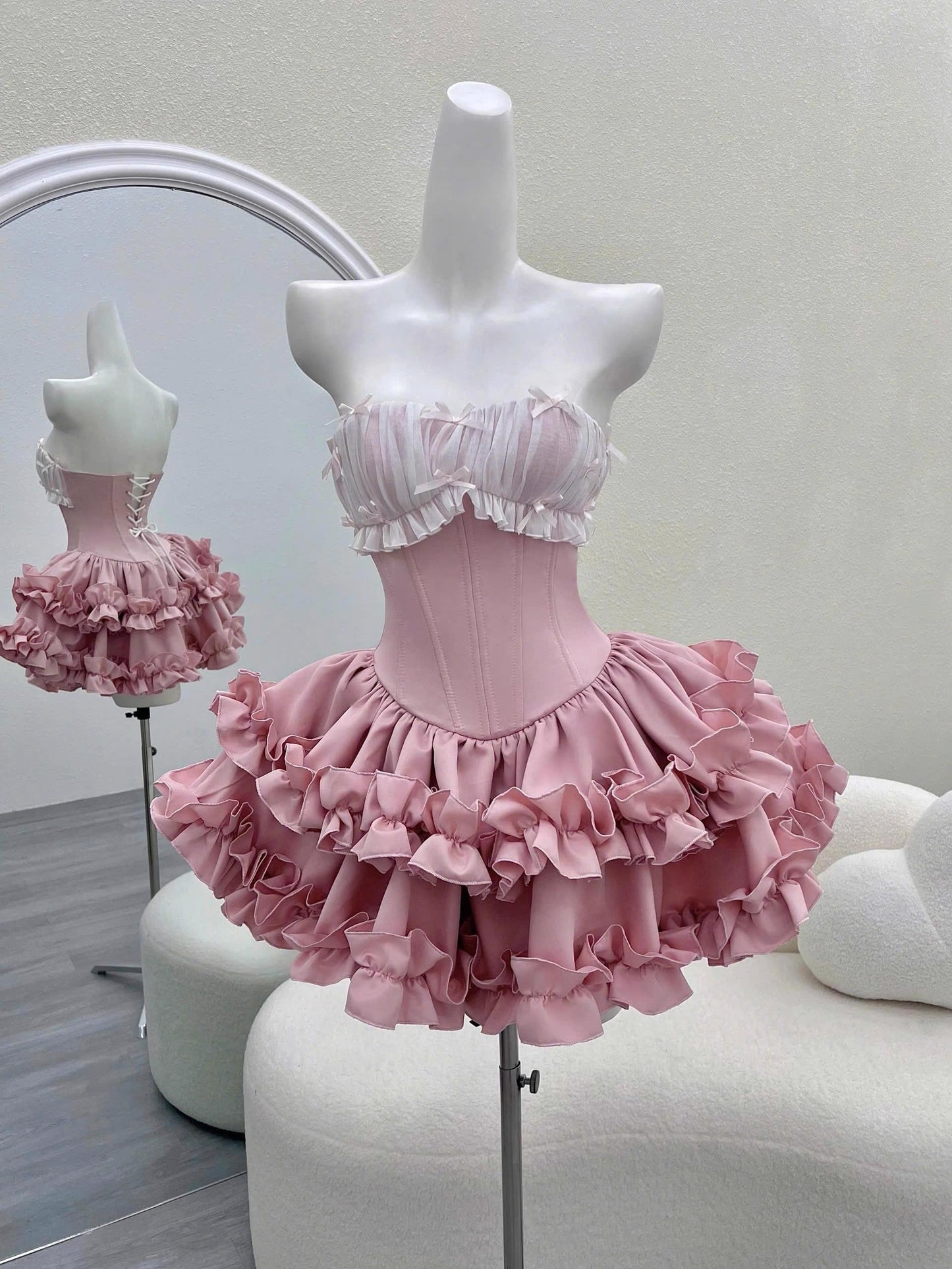 Cute Ball Gown Strapless Pink Party Dresses Short Formal Homecoming Dresses Night Chic Elegant Short Dresses Cocktail Dress 16th Birthday Outfits Hoco Dresses DH2759