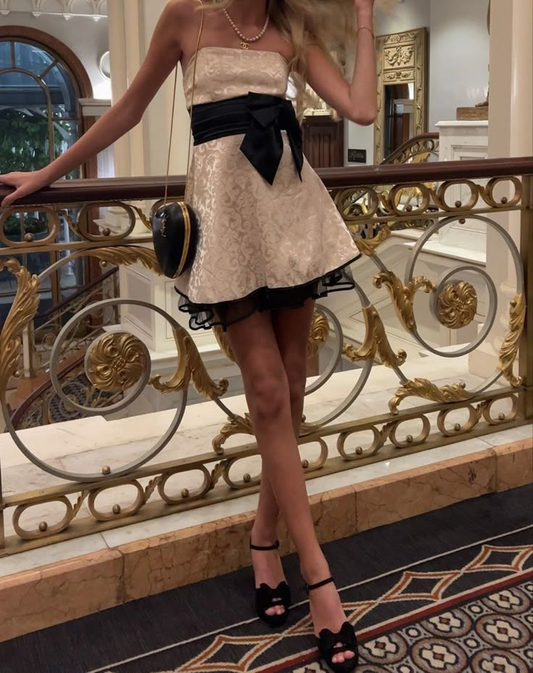 Trendy Strapless Satin Mini Short 8th Grade Homecoming Dress Champagne 18th Birthday Outfits S949