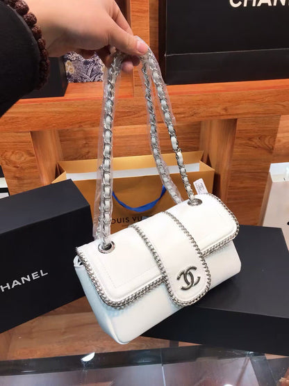 CHANEL Lambskin Mini Madison Flap White