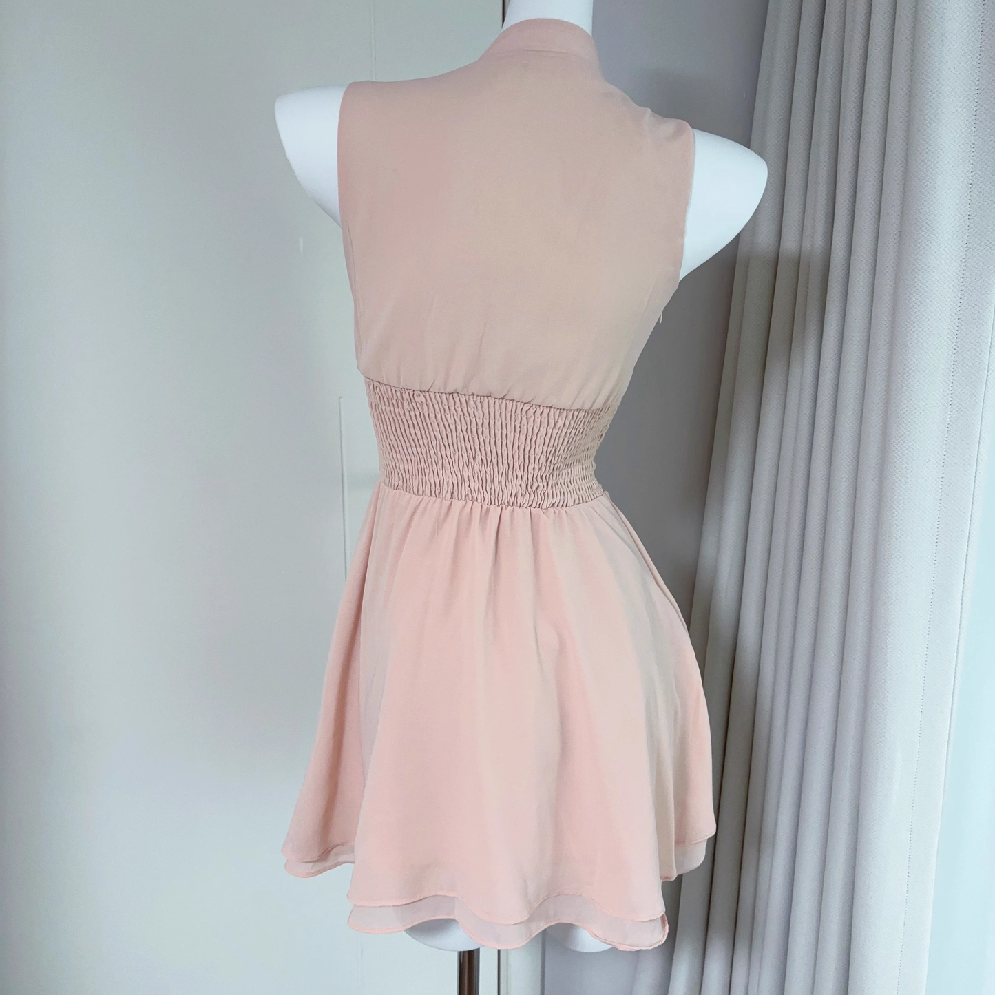 Pink Sleeveless Chiffon Short Vacation Dress Cocktail Dress S218