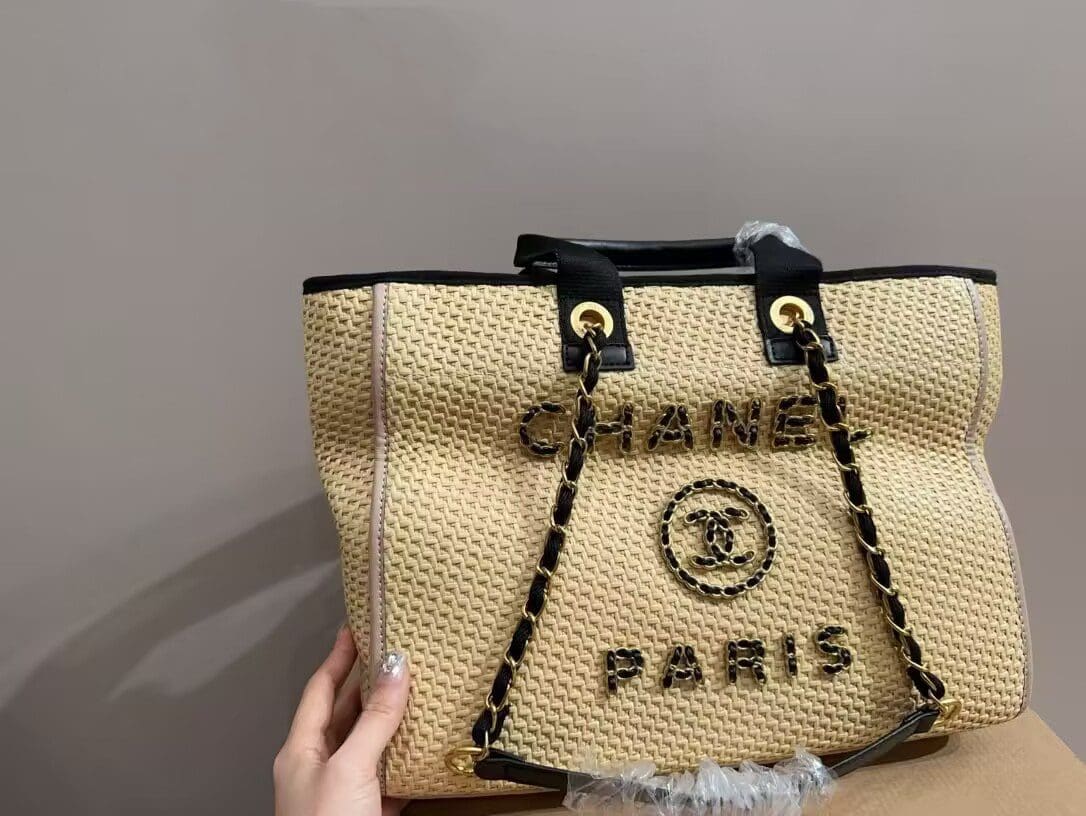 Chanel Deauville Tote Straw with Chain Detail Medium
