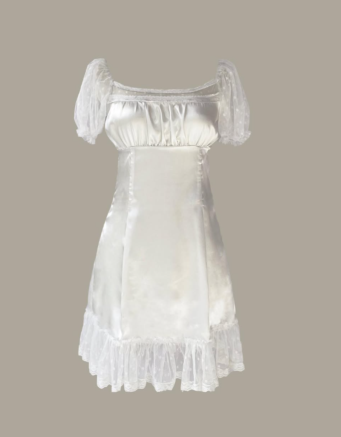 Classic Burgundy A Line Puff Lace Satin Short Homecoming Dress Cocktail Dress SH3682