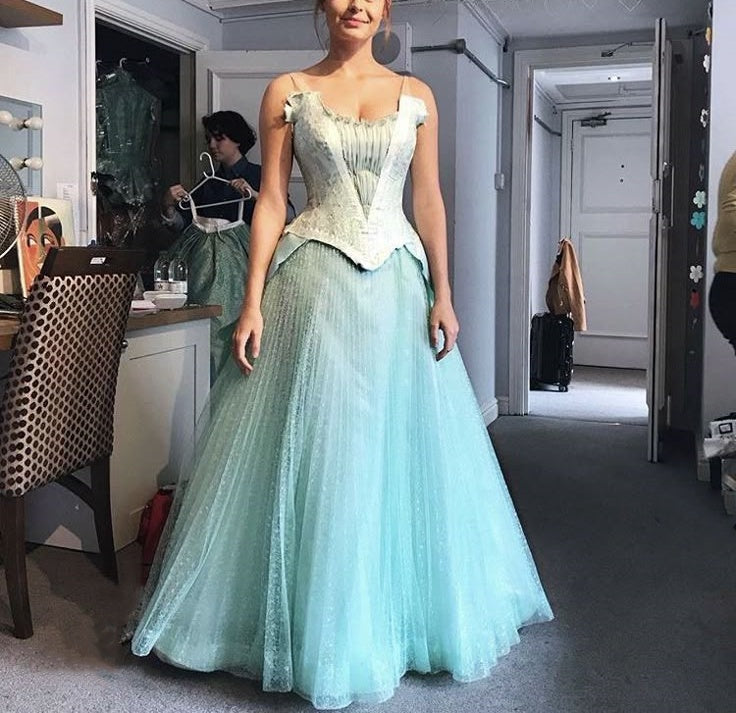 Light blue vintage fashion exquisite beaded spaghetti strap long tulle ball gown evening dress graduation prom gh3668