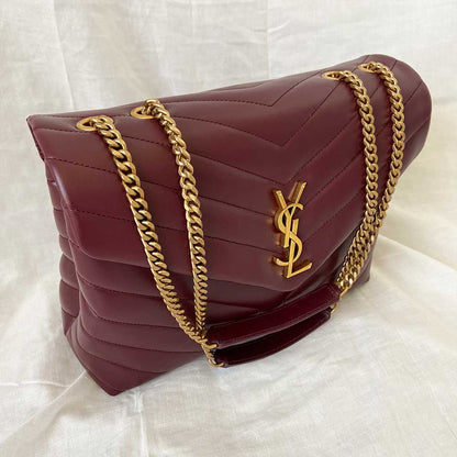 Saint Laurent Lou Medium Quilted Burgundy Shoulder bag