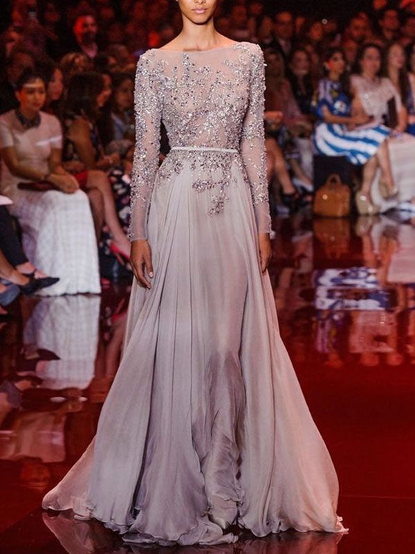 Chiffon Sequin Exquisite Show Lady Dress