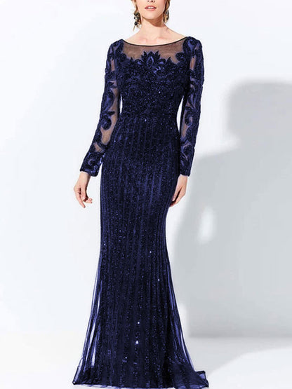 Gold thread beaded lace elegant wedding ladies dress