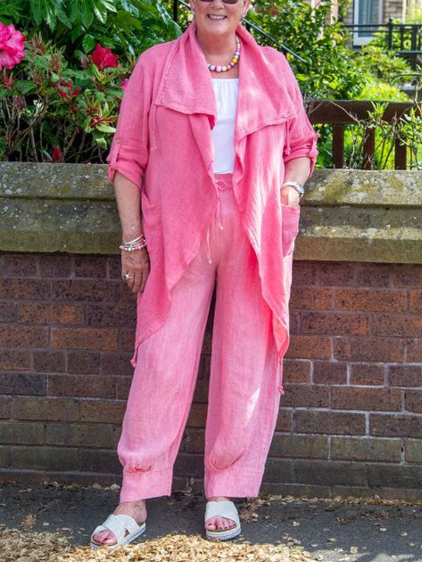 Simple Design Cotton Linen Women's Suit