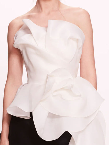 Tube Top Temperament Black and White Party Women's Gown