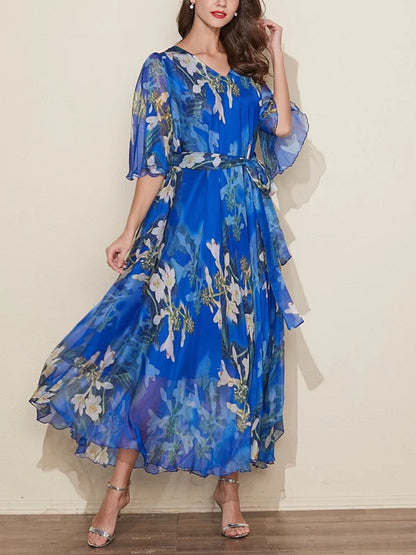 Chiffon Temperament Printed Holiday Women's Dress