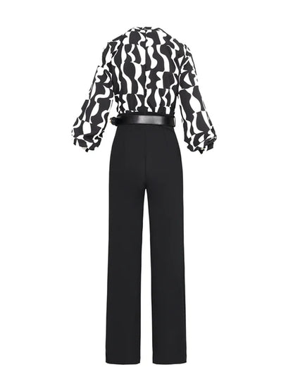 Temperament Waist Printed Women's Jumpsuit