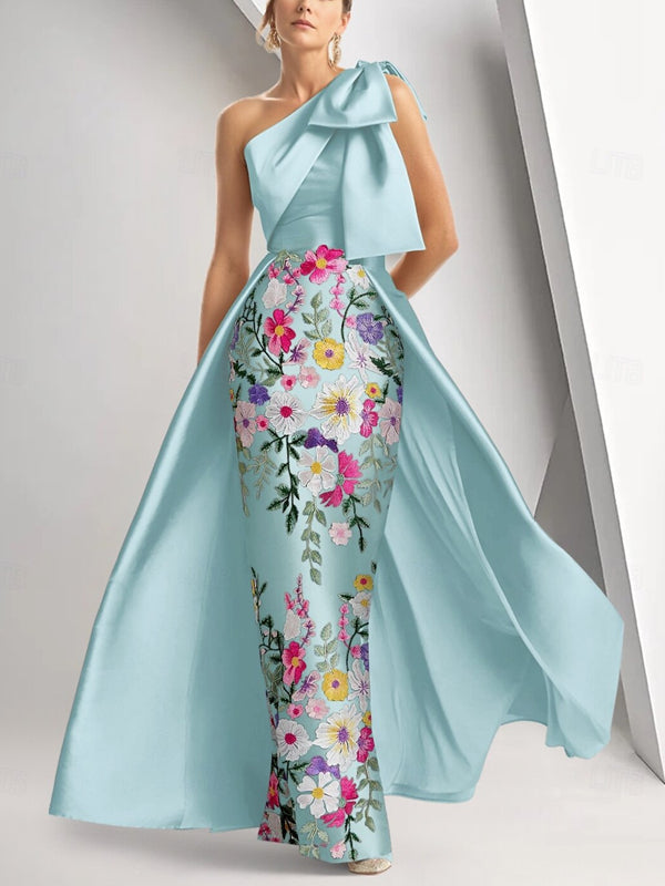 Floral Embroidery Elegant Satin Mother of the Bride Dress