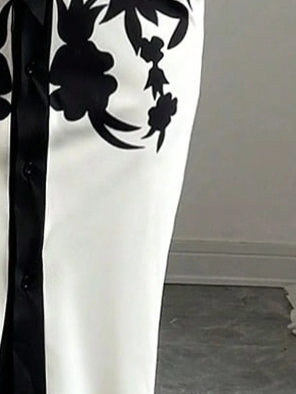 Elegant Floral Printing V Neck Midi Dress With Belt