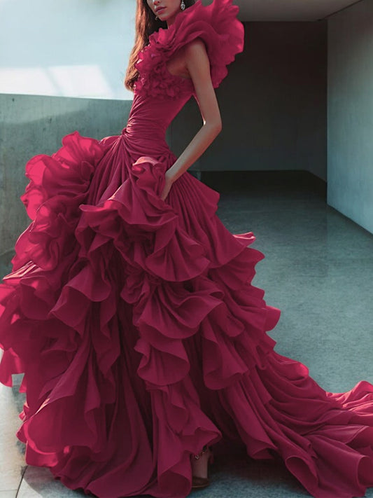 Three-dimensional Shape Solid Color Maxi Dress