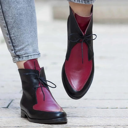 Women's leather boots with front lace-up Martin boots