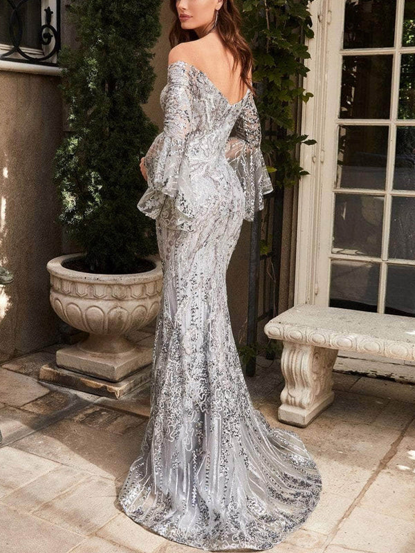 Off-Shoulder Prom Solid Color Similar Maxi Dress