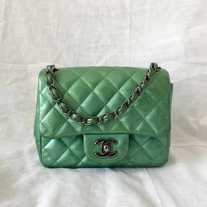 Chanel Green Leather Timeless Square Mini Flap Bag