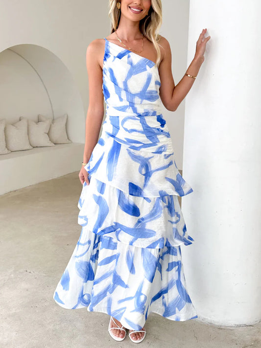 Single Room Cascading Print Dress
