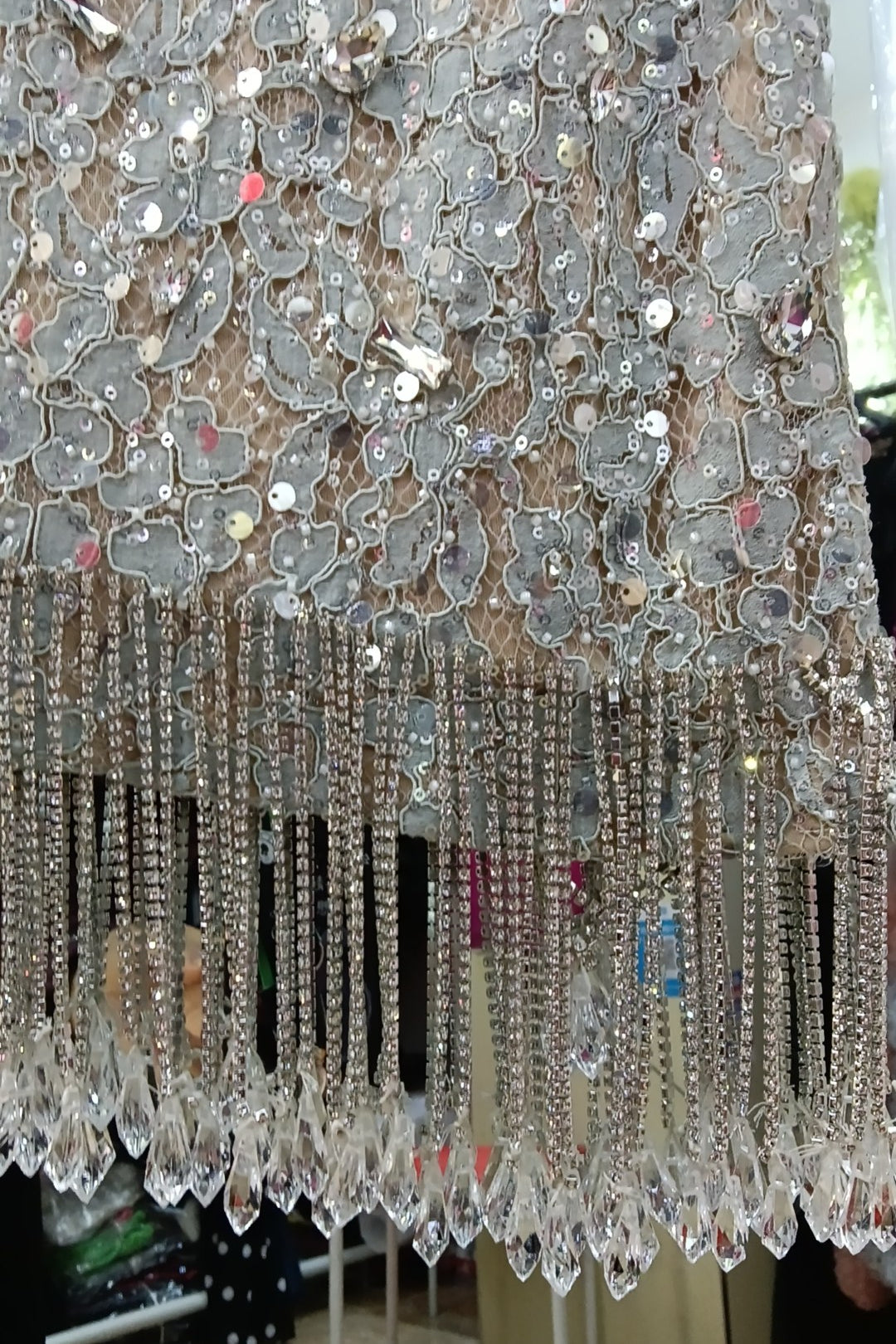 loveedsTM-Crystal Tassel Hem Heavy Tube Dress-vx