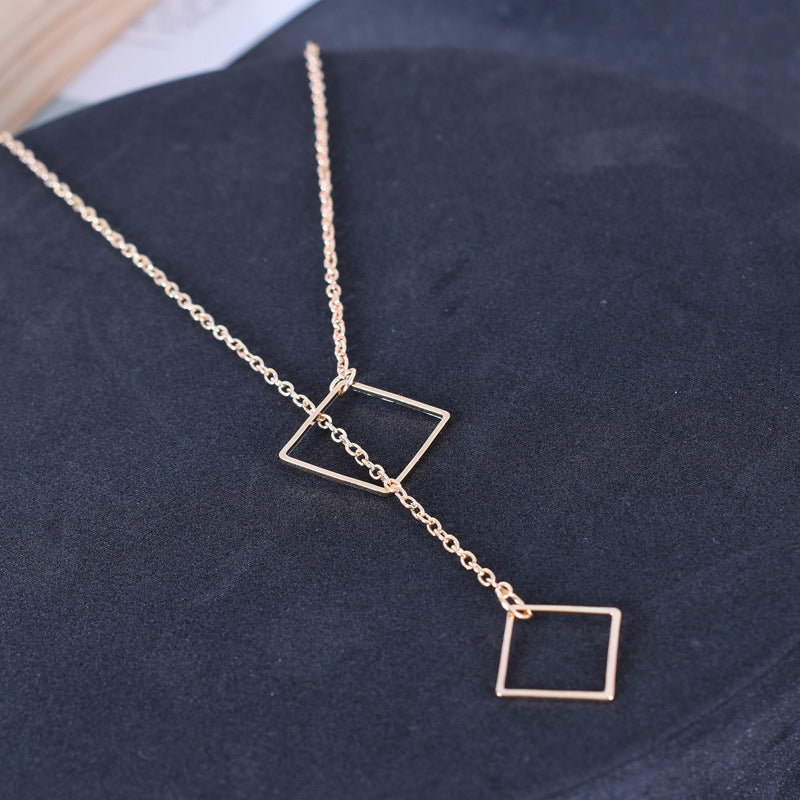 Creative Retro Simple Geometric Square Pendant Necklace