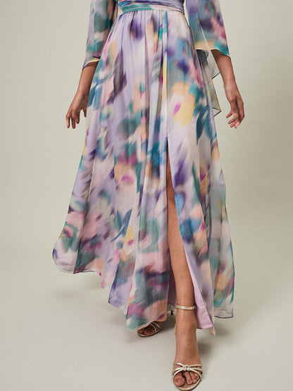 V-neck Irregular Cuffs Chiffon Temperament Women's Dress