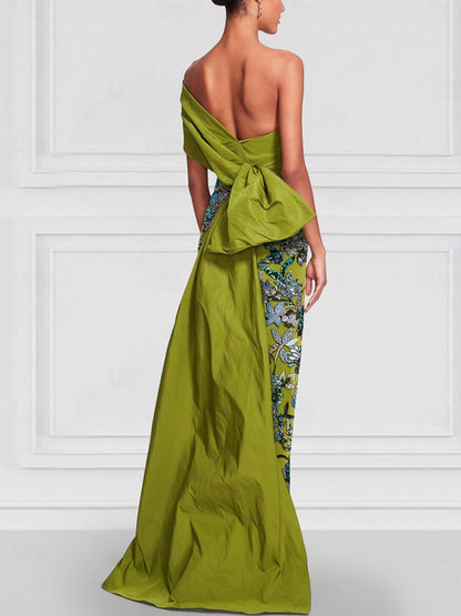 Elegant Teal Floral Embroidery Mother of the Bride Dress